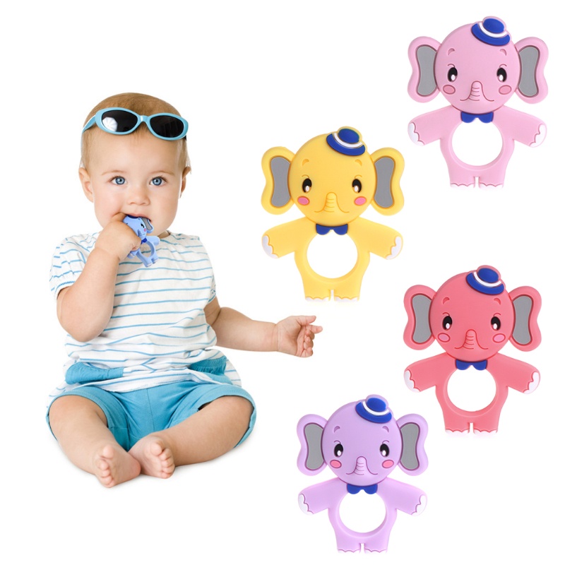 Haha Đồ Chơi Gặm Nướu Cho Bé Hình Chú Voi Bằng Silicone Không BPA DIY