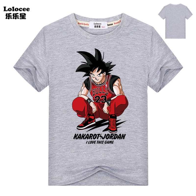 Áo thun in họa tiết hoạt hình Dragon Ball Goku dễ thương cho bé trai