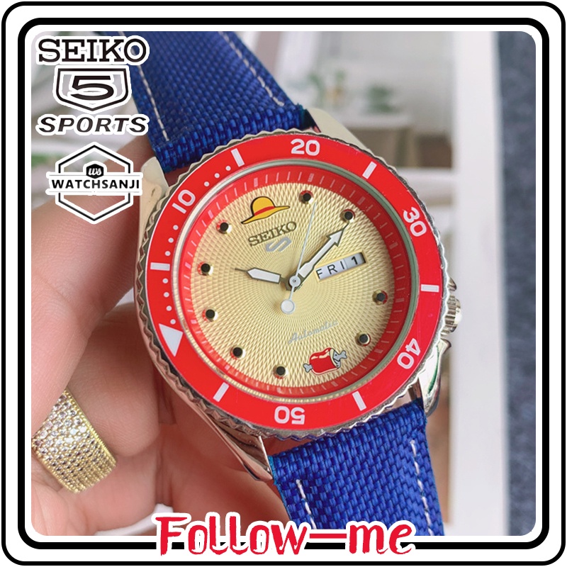 Đồng Hồ Đeo Tay Seiko 5 21 Chống Thấm Nước Màu Đỏ Có Lịch Dây Nylon Dành Cho Nam