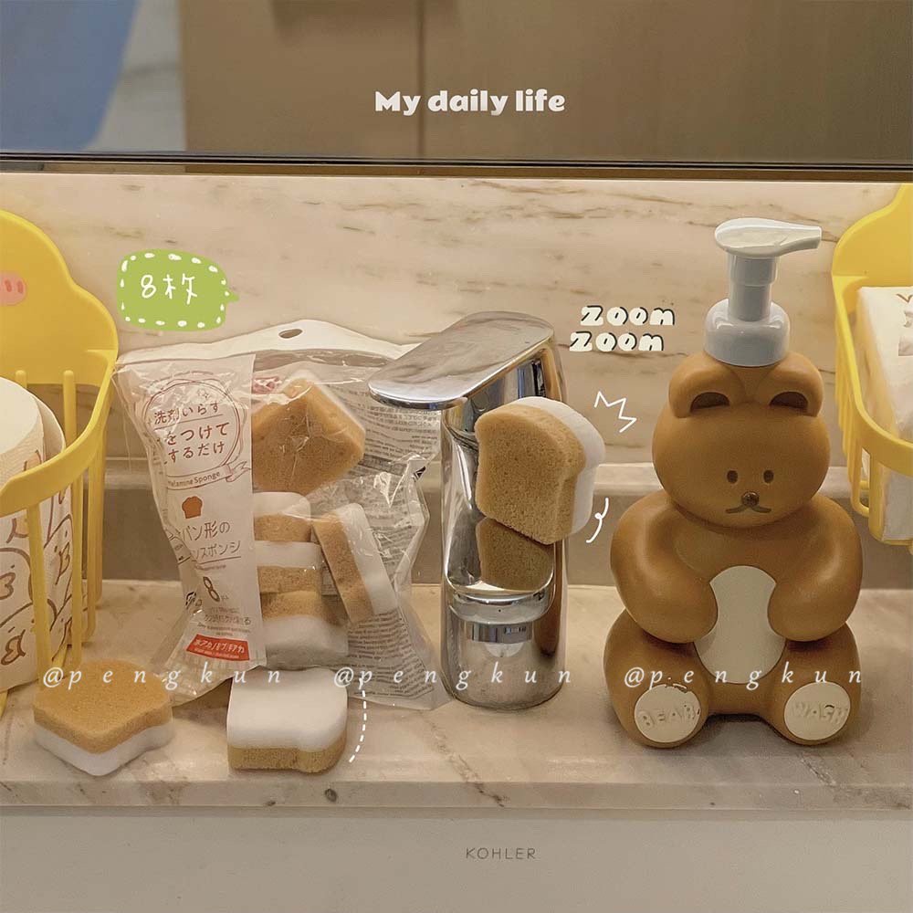 Set 8 Miếng Bọt Biển Lau Mặt Kính Phòng Tắm Bằng Thép Không Gỉ Nhật Bản