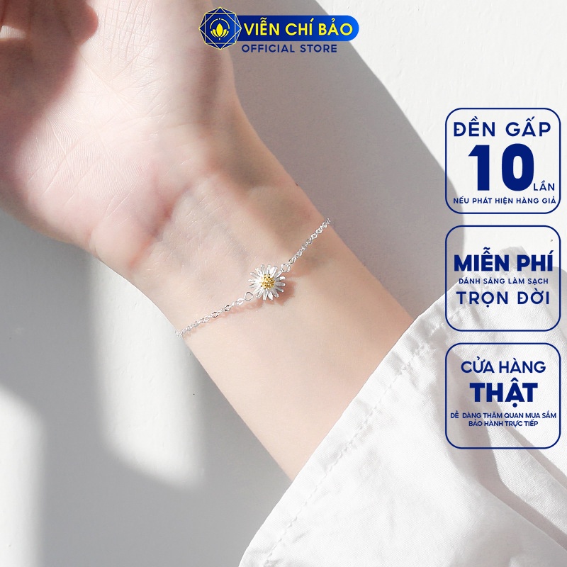 Lắc tay bạc nữ Hoa cúc họa mi bạc 925 thời trang phụ kiện trang sức nữ Viễn Chí Bảo L400347