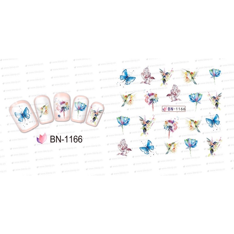 Sticker nước hoạ tiết bươm bướm, hình dán móng nước hoạ tiết bươm bướm trang trí móng nail