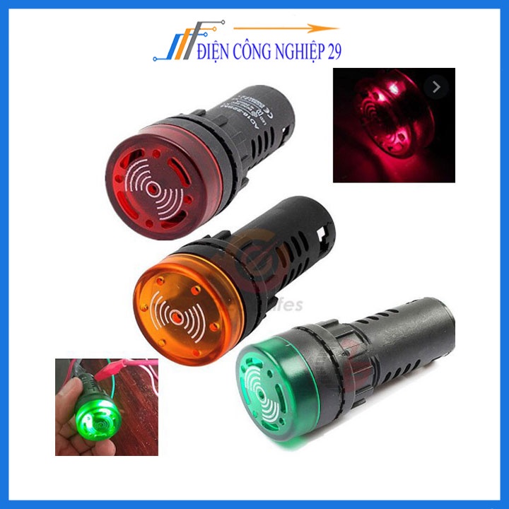 Đèn Báo Nguồn Có Còi AD16-16SM 220VDC