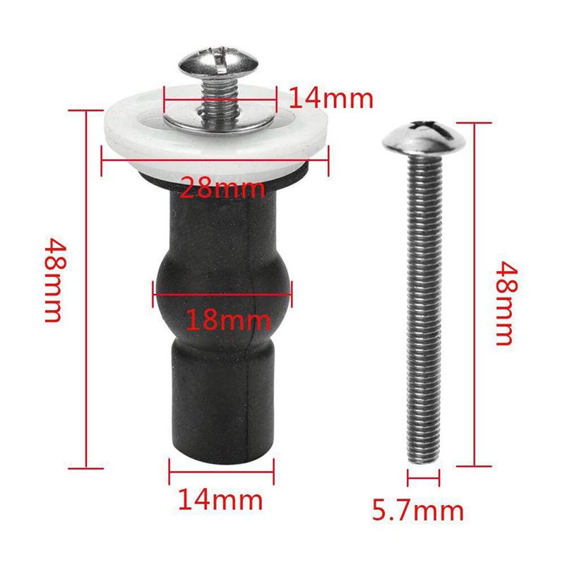 Set 2 Cặp Ốc Vít Cao Su Cố Định Bệ Ngồi Bồn Cầu Kèm 4 Đai Ốc Tiện Dụng