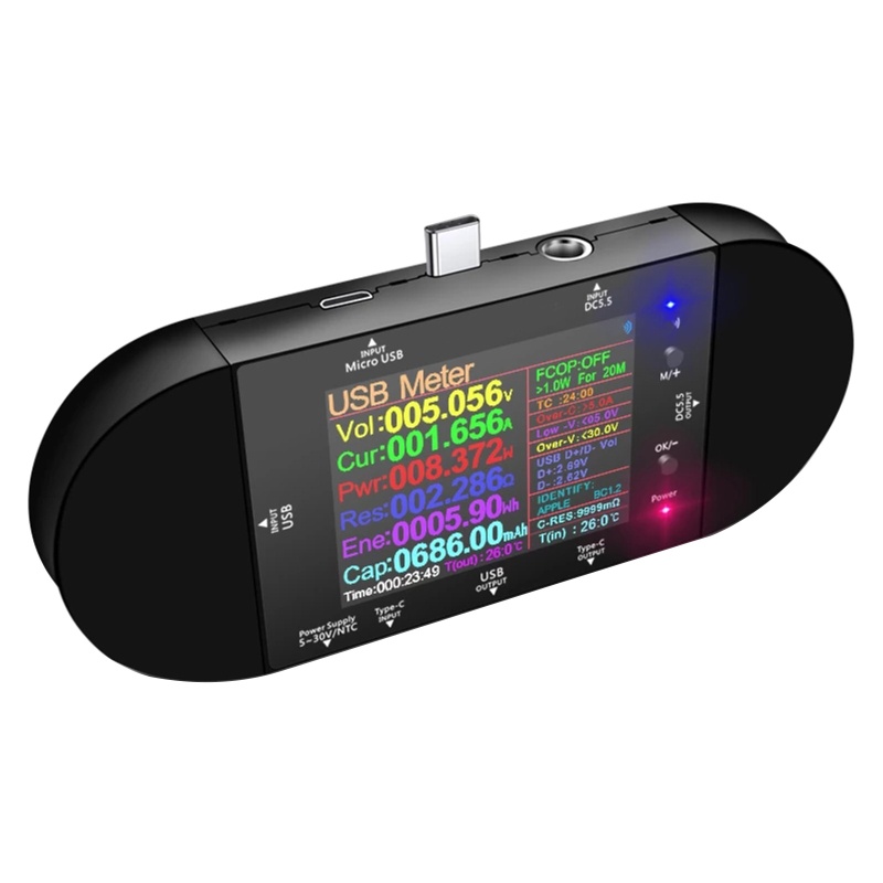 Usb UD24 Thử Điện Đa Năng Kèm Sạc Type-C Màu Đen Chuyên Dụng Cho Gia Đình