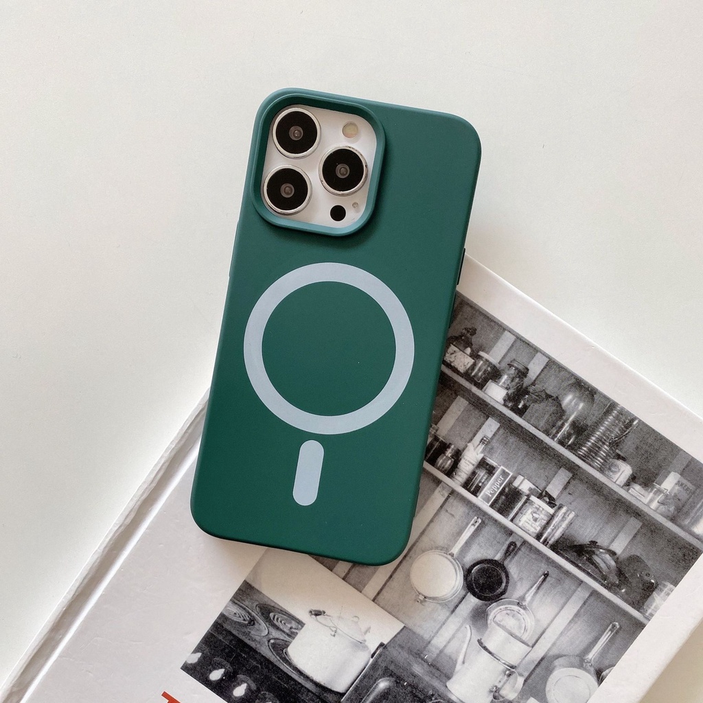 Ốp Điện Thoại TPU Silicone Màu Trơn Mẫu Mới Có Đế Sạc Không Dây Từ Tính Cho Iphone 13 Pro Max IPhone12