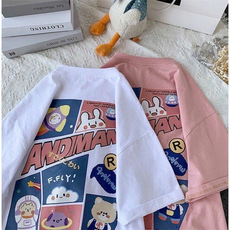 Áo cotton tay lỡ dáng rộng unisex Adman