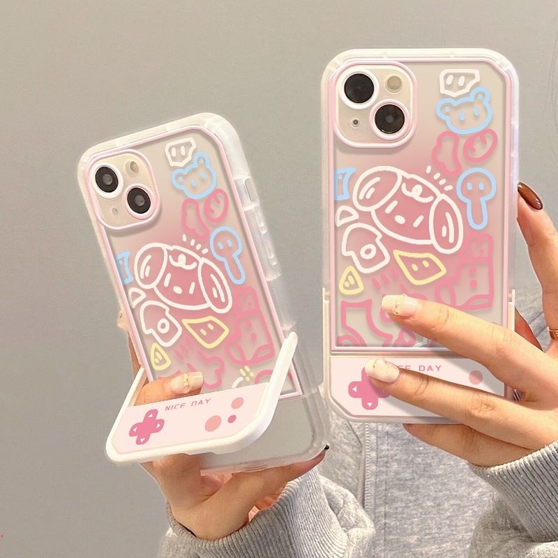 Ốp Điện Thoại Dẻo Màu Hồng Họa Tiết Hoạt Hình Cô Gái Dễ Thương Cho IPhone 13 12 11 Pro Max X XS Max XR 6 6s 7 8 Plus
