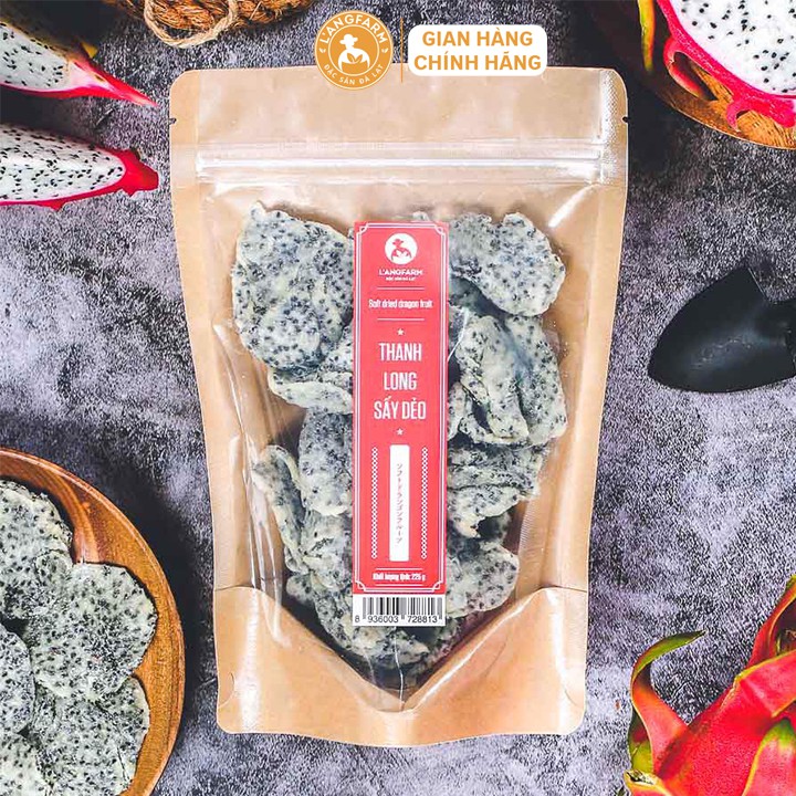 Thanh long sấy dẻo L'angfarm bịch 225g Hương vị tự nhiên, giòn, ngon, hấp dẫn.
