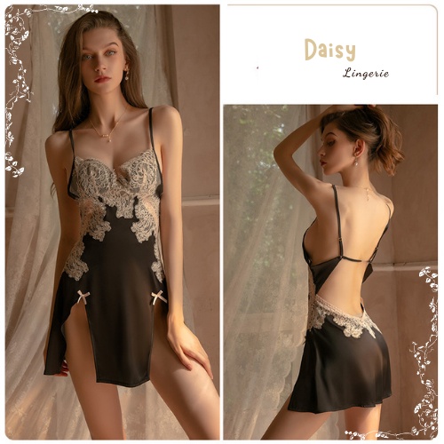 [Hỏa Tốc, Bảo Mật] Váy Ngủ Sexy Gợi Cảm Đầm Ngủ Lụa 2 Dây Phối Ren Xẻ Tà 2 bên Quyến Rũ Cao Cấp - Mã VN014