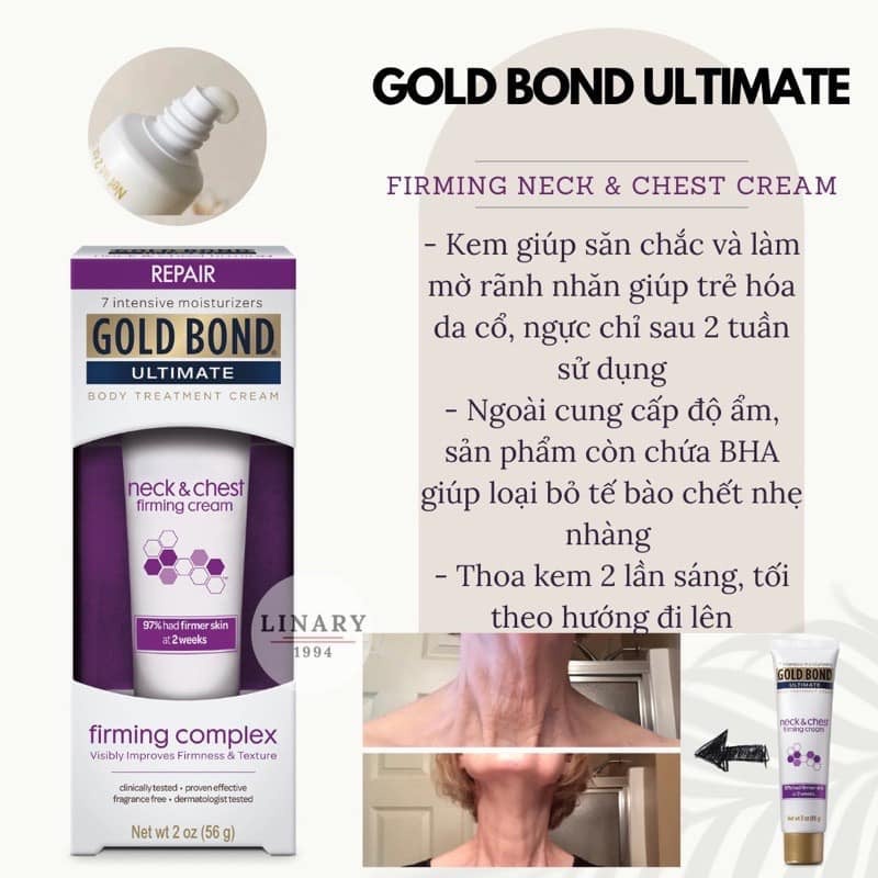 Kem dưỡng da vùng cổ và ngực Gold Bond Firming Neck &amp; Chest Cream 56g
