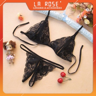 Set áo ngực & quần lót nữ g-string thêu ren hở đáy gợi cảm