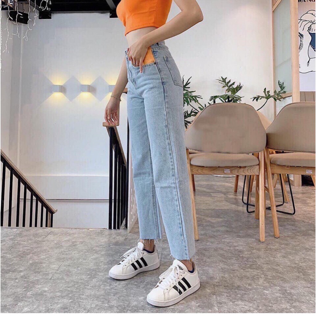 FS50K_Quần Jeans Nữ Ống Rộng Túi Màu Cao Cấp OHS111 | WebRaoVat - webraovat.net.vn