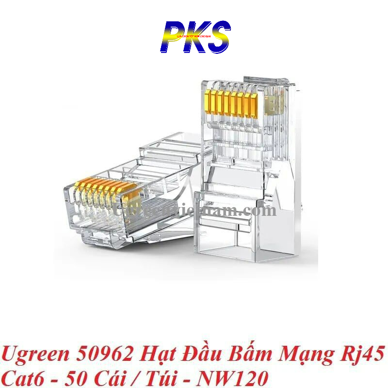 Hạt mạng Cat6 mạ vàng 50c/hộp Ugreen 50962 chính hãng