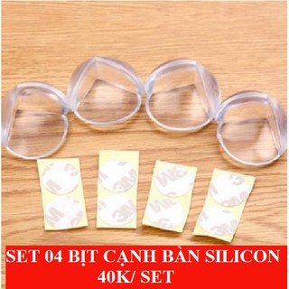 Combo 4 miếng Bọc góc bàn silicon tròn dính 2 mặt an toàn cho bé