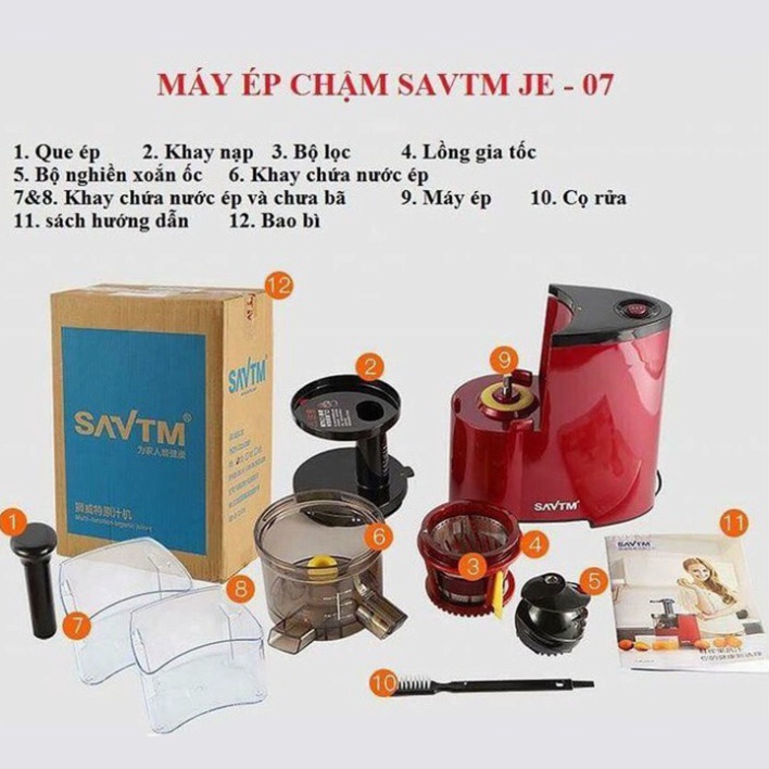 MÁY ÉP CHẬM SATVM JE07 CHÍNH HÃNG [BH 12 THÁNG] - Máy ép trái cây, hoa quả