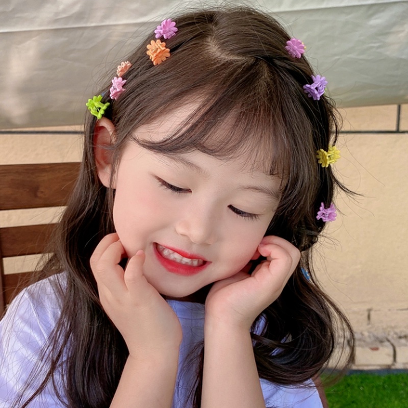 Set 10 Kẹp Tóc Hoa Nhiều Màu Sắc Cho Bé Gái