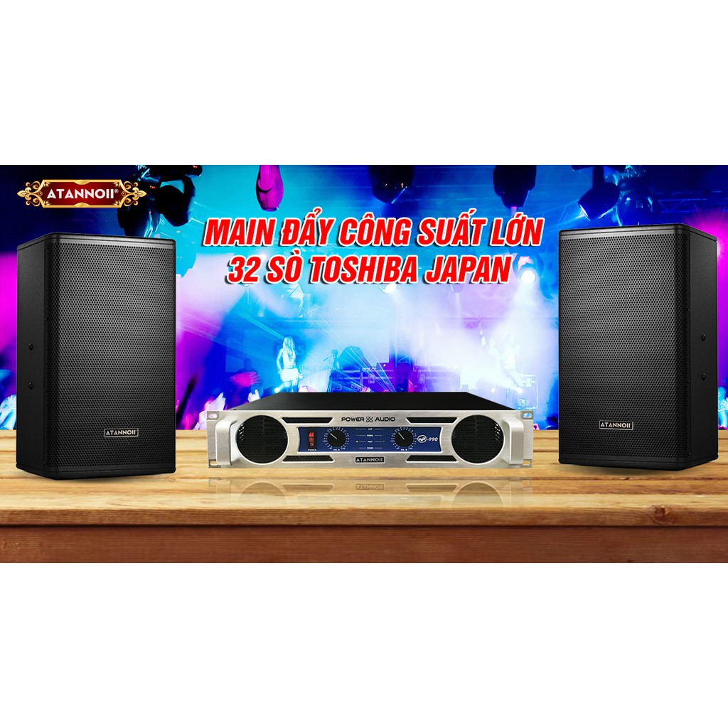 Đẩy Công Suất 32 Sò Nhật Nguồn Dây Đồng , Main Sân Khấu 2000W ATANNOII NT-990 Tặng USB Bluetooth