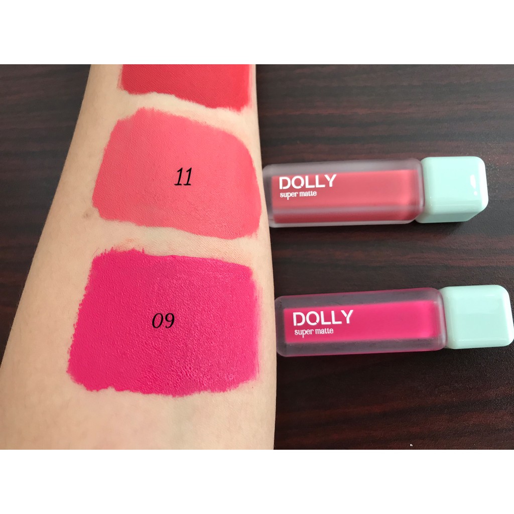 [09 Hồng Hoa 10 Giờ] Son Kem Lì Dolly Super Matte Không Chì Màu Hồng 10 Giờ Tách Sét