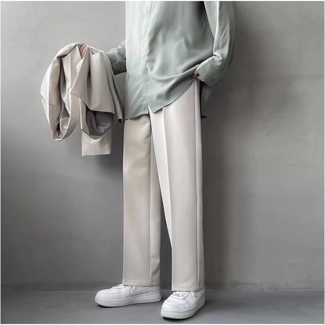 Quần tây ống suông rộng màu trơn đơn giản thời trang Hàn Quốc cho nam đồ bộ quần dài fashion quần ống suông simple quần tây nam from rộng