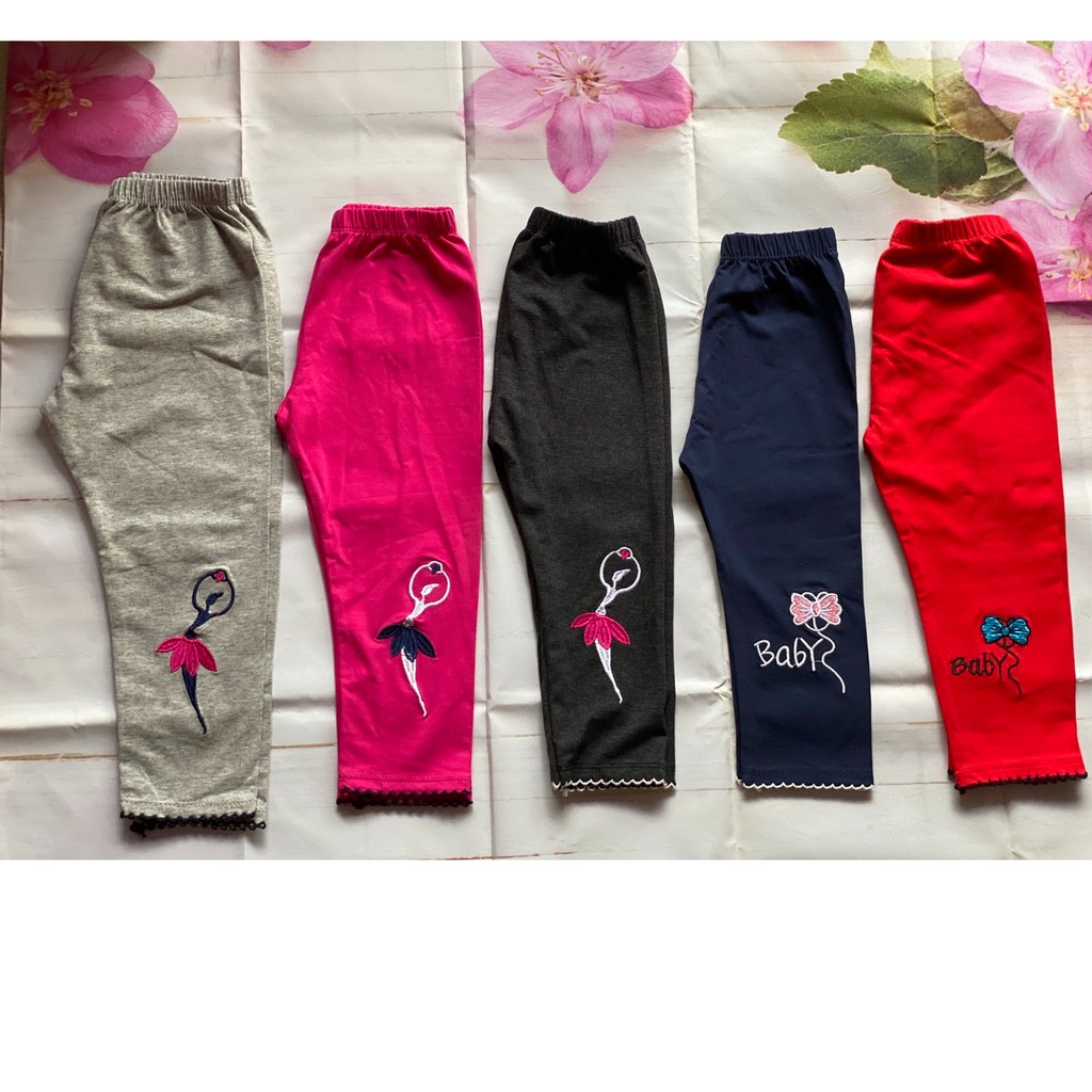 Quần Legging, Quần Ôm Dài Có Hình Thêu Cho Bé Gái (8-25kg)