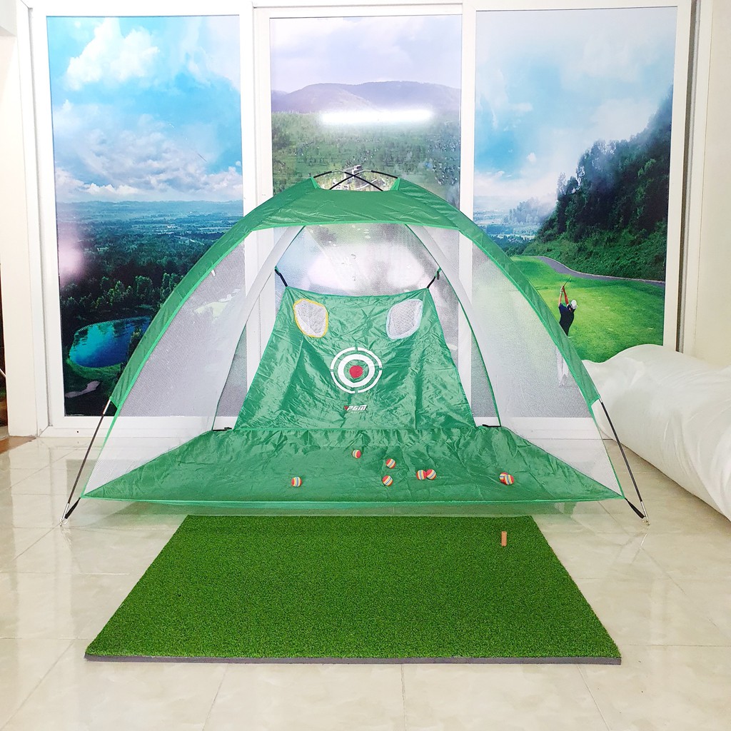 Bộ Thảm &amp; lồng tập Swing Golf PGM: Thế hệ mới có lỗ tập Chip, Kèm tee cao su, 2 màu.