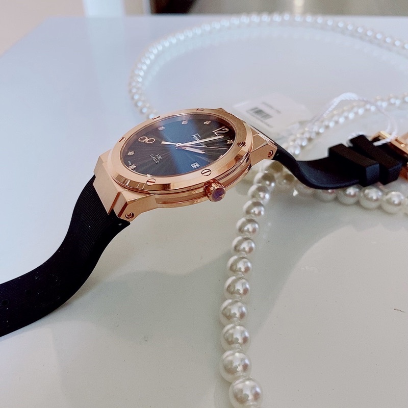 Đồng hồ Nam/nữ dây cao su Salvatore Ferragamo F80 kim cương - hàng chính hãng
