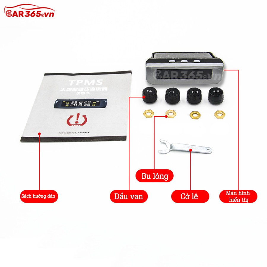 Cảm biến áp suất lốp ô tô xe hơi CAR365 TPMS van ngoài cao cấp  | CHÍNH HÃNG | BH 12 THÁNG | 1 Đổi 1 30 Ngày  - CAR29