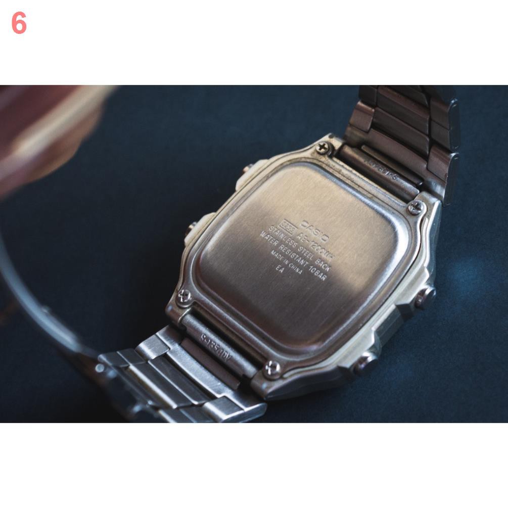 ☈▧❀Đồng hồ nam Casio AE 1200-WHD classic phong cách, thời thượng chống nước, dây thép không gỉ 42mm