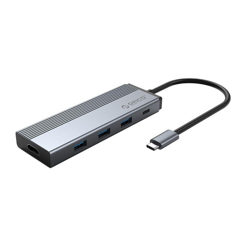 Hub USB Type-C 5 Cổng HDMI 4K 30Hz/ USB 3.0/PD ORICO 5SXH-GY - Hàng Chính Hãng