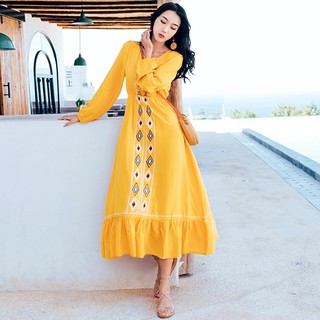 Váy du lịch, chụp ảnh, sống ảo - Vàng thổ cẩm