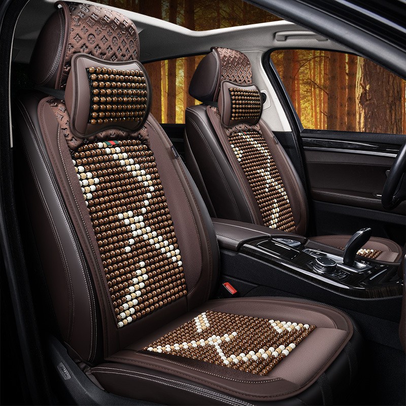 Lót ghế tựa lưng hạt gỗ ô tô, xe hơi hoa văn, chống nóng massage 🍁Cao Cấp - Hàng Xịn🍁