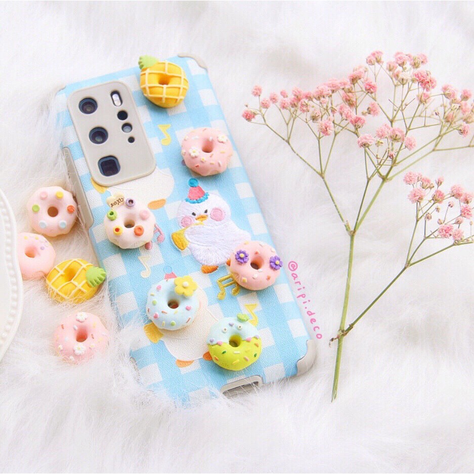Charm bánh rán donut hình hoa Nhật xinh B17/ Nguyên liệu làm phụ kiện handmade vòng tay / resin
