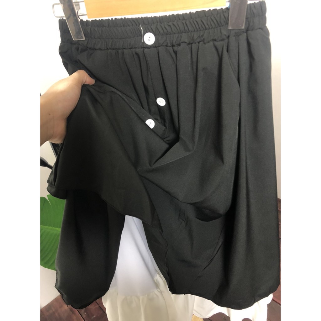 Chân váy dài ulzzang 3 cúc phối 2 màu đen trắng phong cách Hàn Quốc | BigBuy360 - bigbuy360.vn