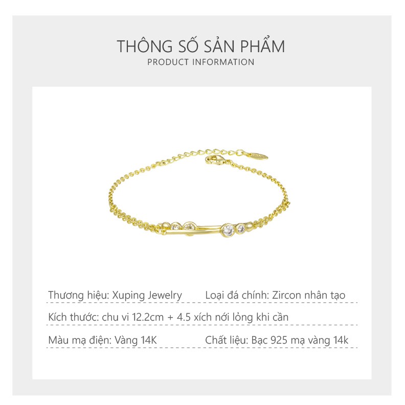 Lắc Tay Nữ Mạ Vàng 14K, Đính Đá Sang Trọng  - XPLT16