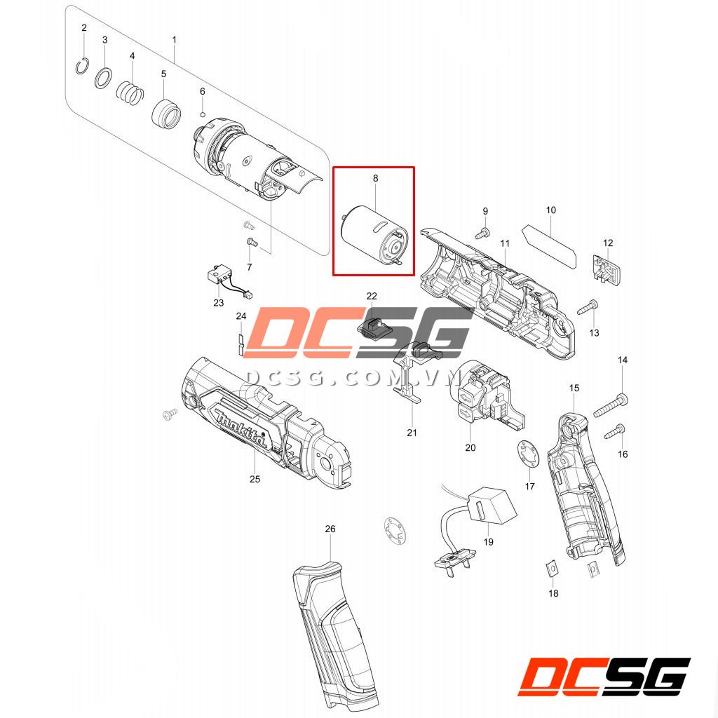 Motor cho máy vặn vít gập DF012D Makita 629264-3 | DCSG