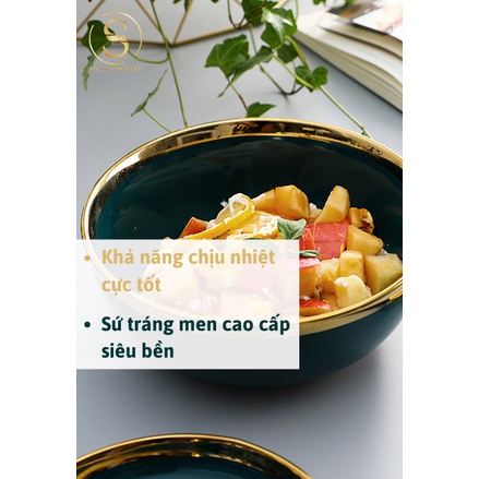 Bộ Tô Chén Đĩa Sứ Đẹp Cao Cấp Viền Vàng Gold Sang Trọng Phong Cách Châu Âu Bắc Âu