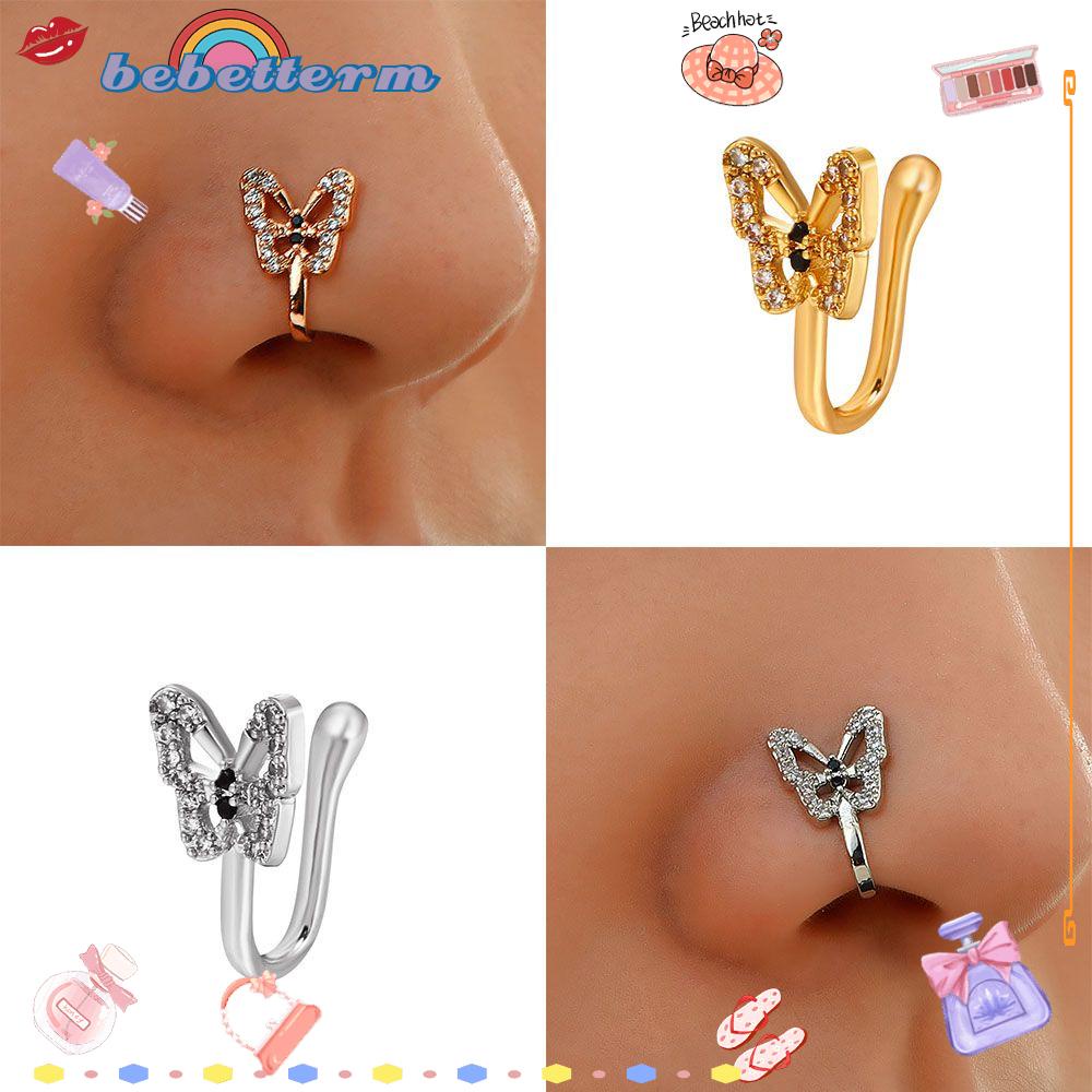 Nhẫn Mũi Đính Kim Cương Bebetform|Khuyên Xỏ Cơ Thể Hình Bướm Nhiều Màu Sắc Cá Tính