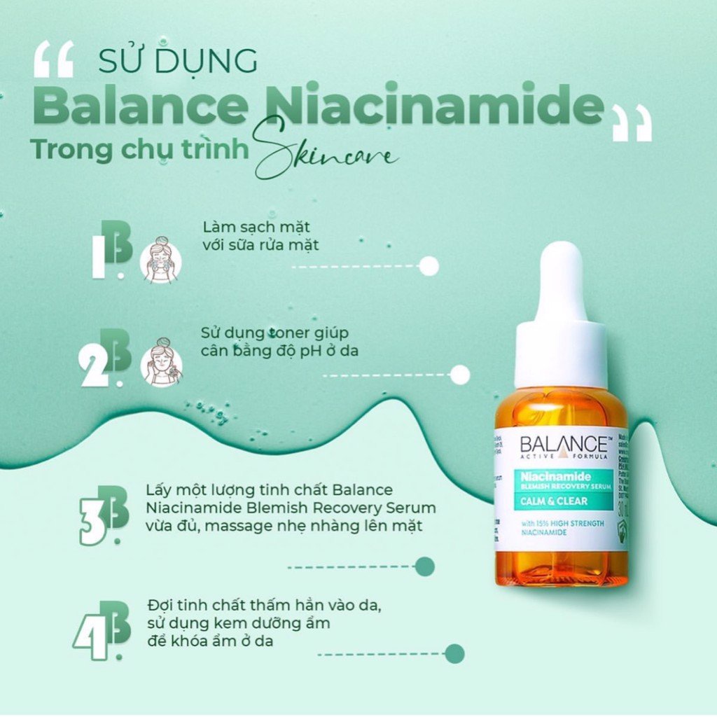 Tinh chất Balance Niacinamide 15% hỗ trợ giảm mụn, mờ thâm Balance Active Formula Blemish Recovery 30ml - Be Glow Beauty