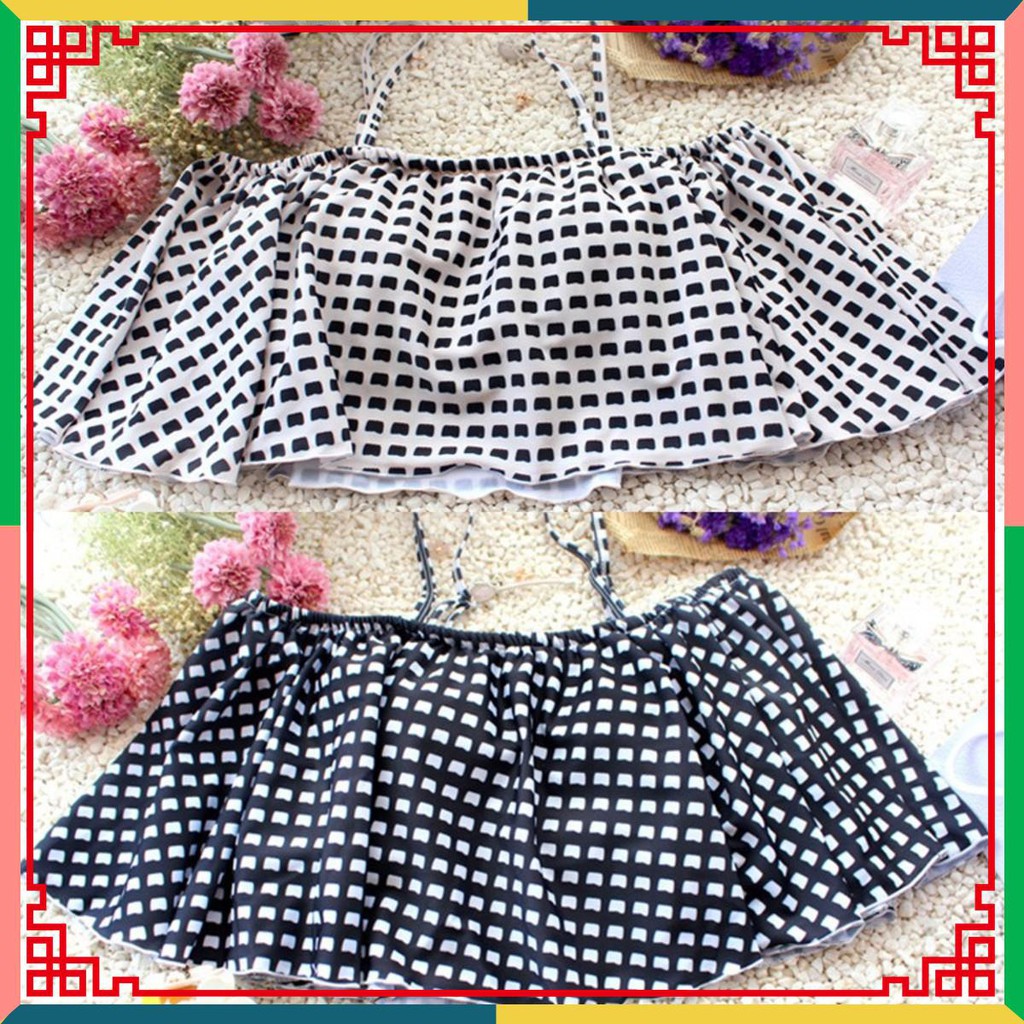 Lá Trò ~  Bộ Đồ Bơi Đi Tắm Biển Nữ Bikini 2 Mảnh áo croptop kẻ caro-DBG4 ~ bikini siêu đẹp | BigBuy360 - bigbuy360.vn
