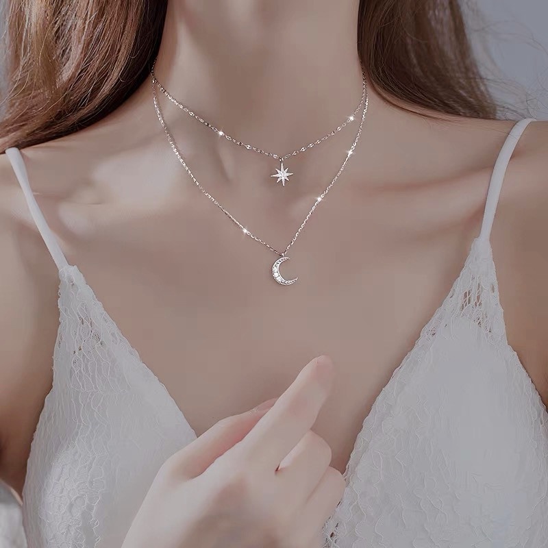 Vòng cổ Hai Lớp Hình Ngôi Sao Mặt Trăng Thời Trang
