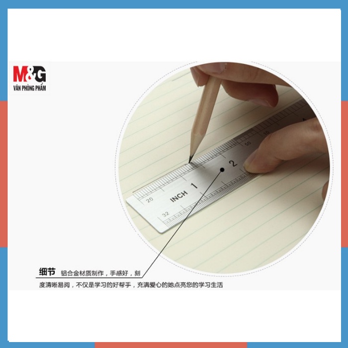 Thước kẻ hợp kim nhôm - Thước kĩ thuật, góc bo tròn 20/30cm, MG - ARLN0483/0484