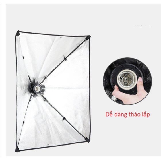 Bộ Đèn Studio Chụp Ảnh Sản Phẩm Chân Đèn 2m Kèm Softbox 50x70