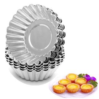 10pcs Nonstick Ripple Egg Tart Mold Flower Shape Reusable Cupcake and Muffin Tartlets Pans Baking Cup