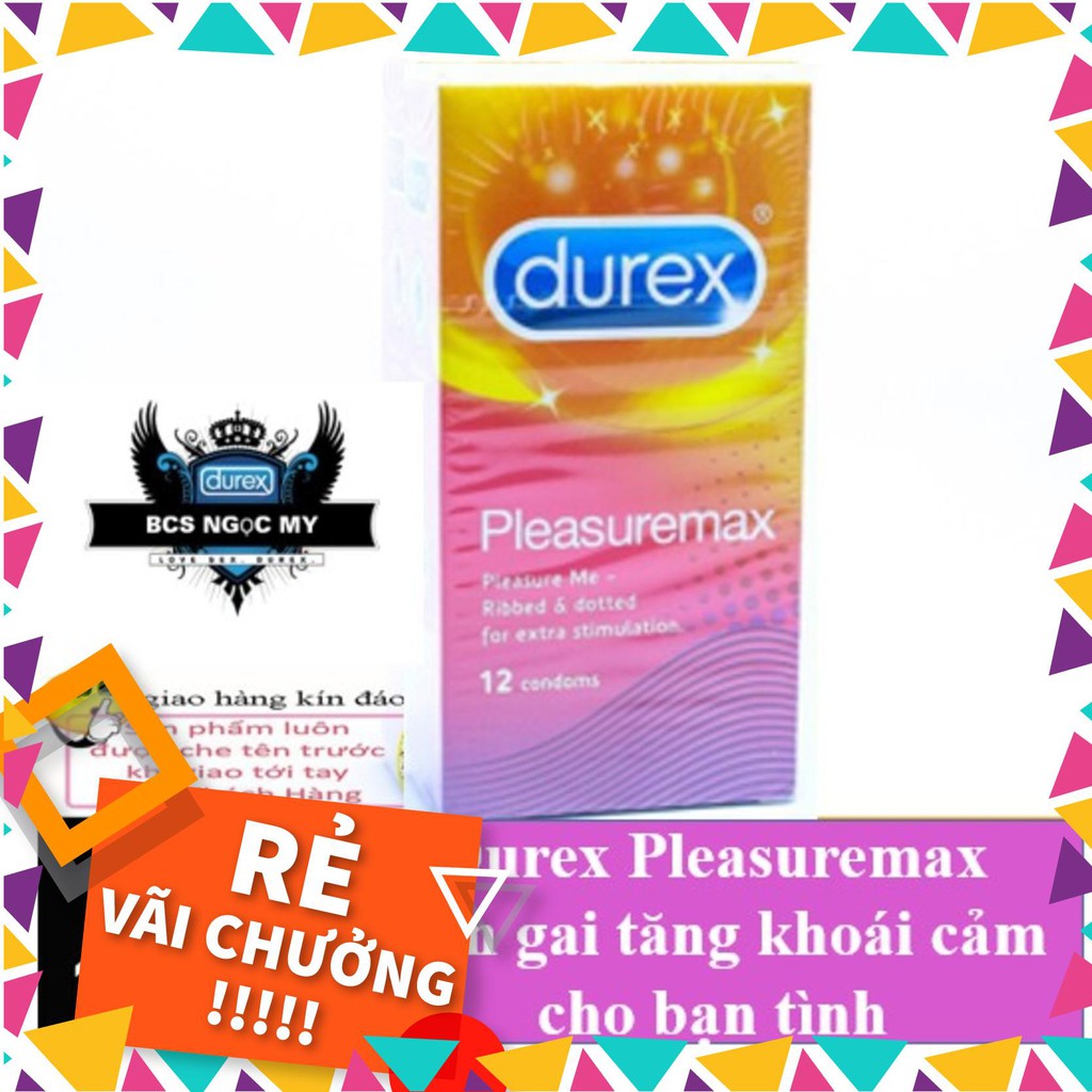 Hộp Bao Cao Su Durex Pleasuremax CÓ GÂN GAI TĂNG KHOÁI CẢM CHO BẠN TÌNH 12 chiếc