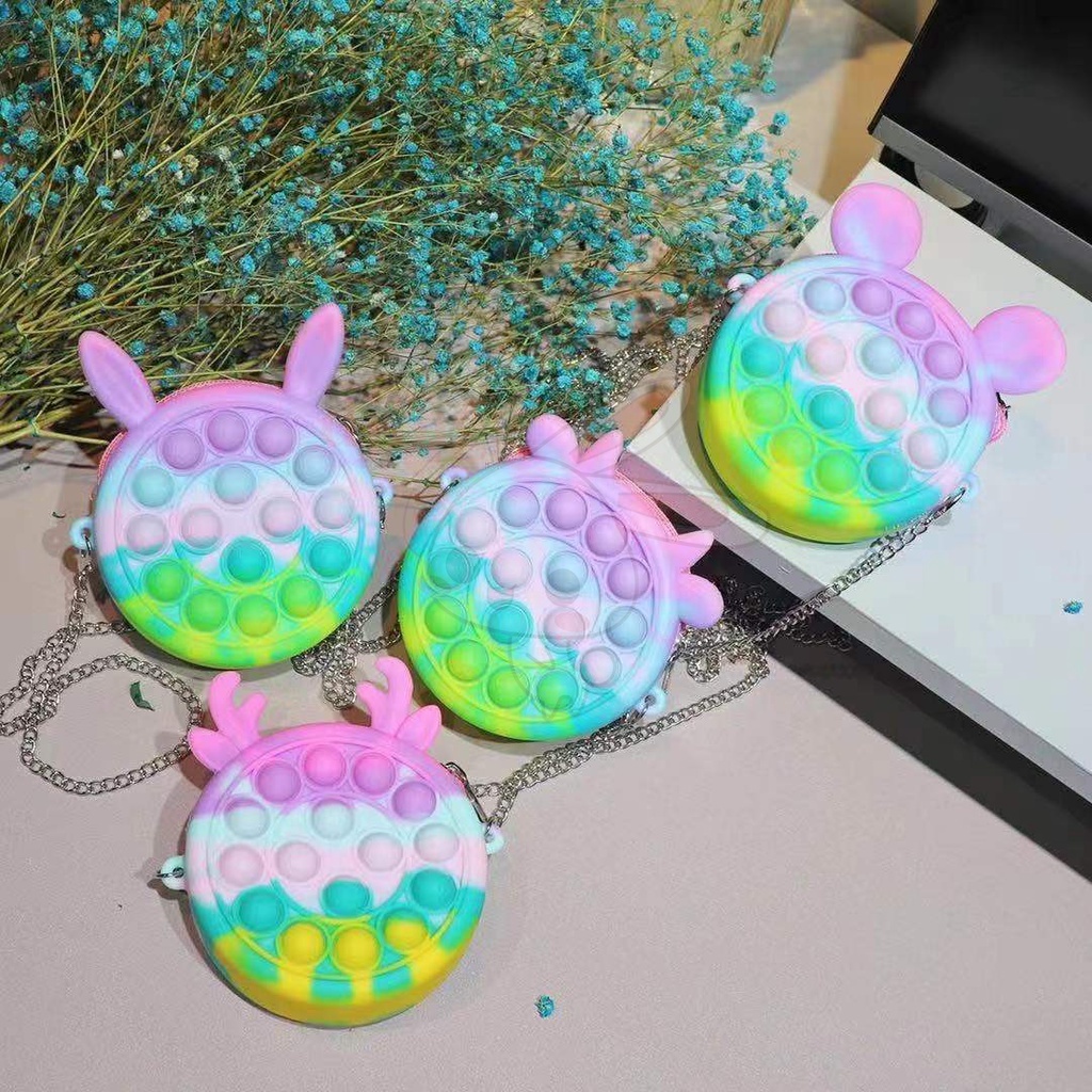 Con kỳ lân Pop it Messenger cái túi Túi đeo vai Push Bubble Sensory Fidget Giải phóng đồ căng thẳng
