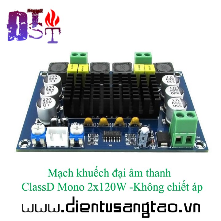 Mạch khuếch đại âm thanh ClassD Mono 2x120W - Không chiết áp