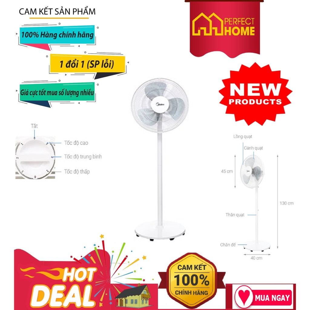 BÃO SALE {Hàng chính hãng} ( Hàng_Chính hãng) Quạt lửng Midea FS40-18C