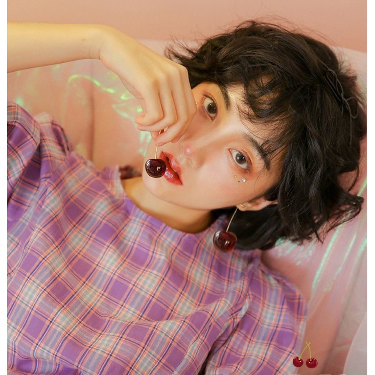 Bông tai trái cherry chín mọng đáng yêu, ngộ nghĩnh BT195