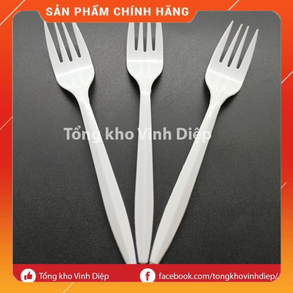 Combo 1 túi 50 chiếc dĩa nhựa cao cấp dùng 1 lần màu trắng sữa